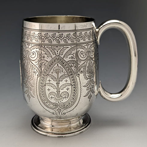 1887 British Antique Sterling Silver Mug 178g John Aldwinckle & Thomas Slater